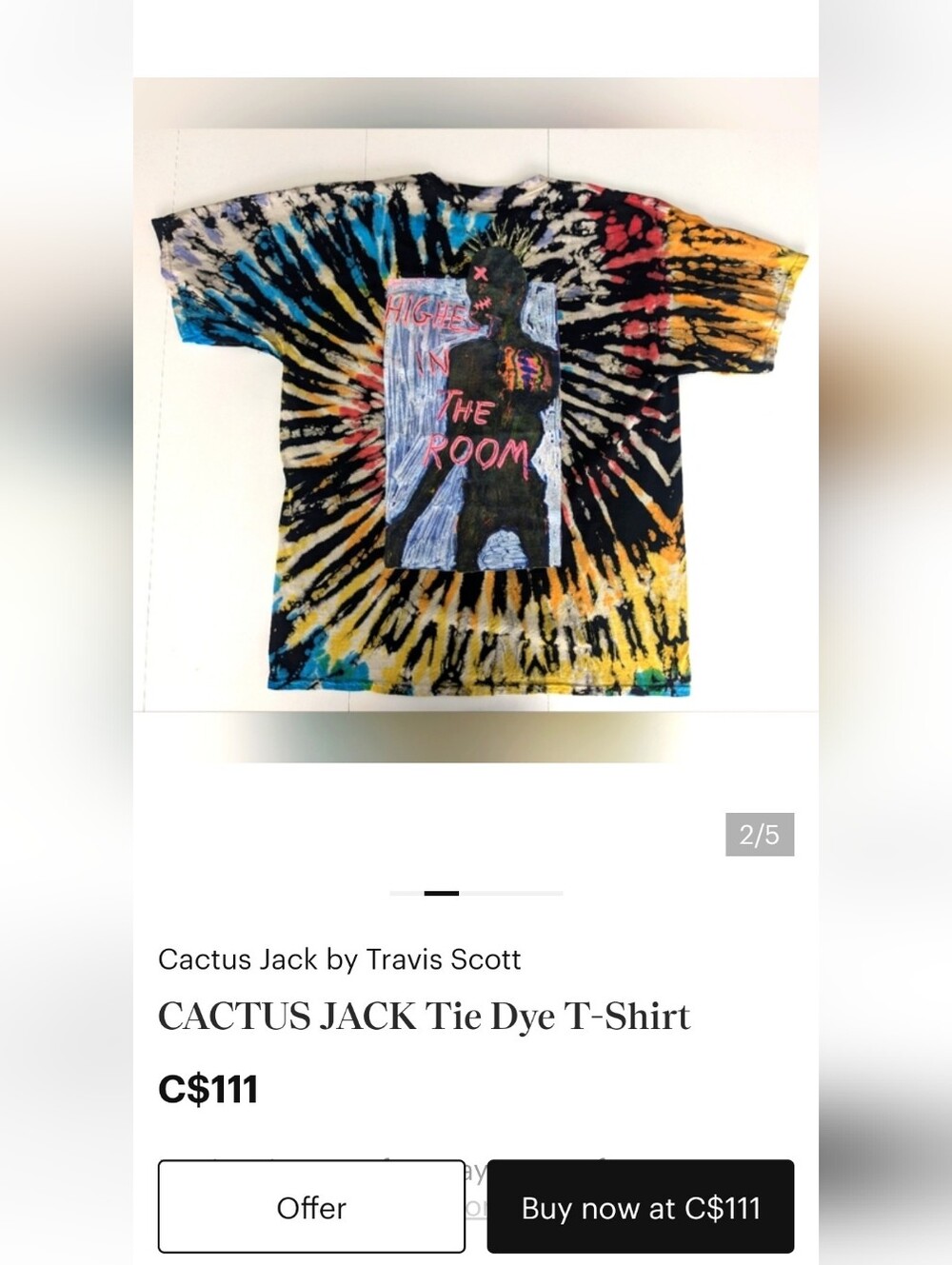 🌵Cactus Jack🌵 by Travis Scott "Highest In The Room" Tie-Dye T-Shirt (XL) - Picture 10 of 11
